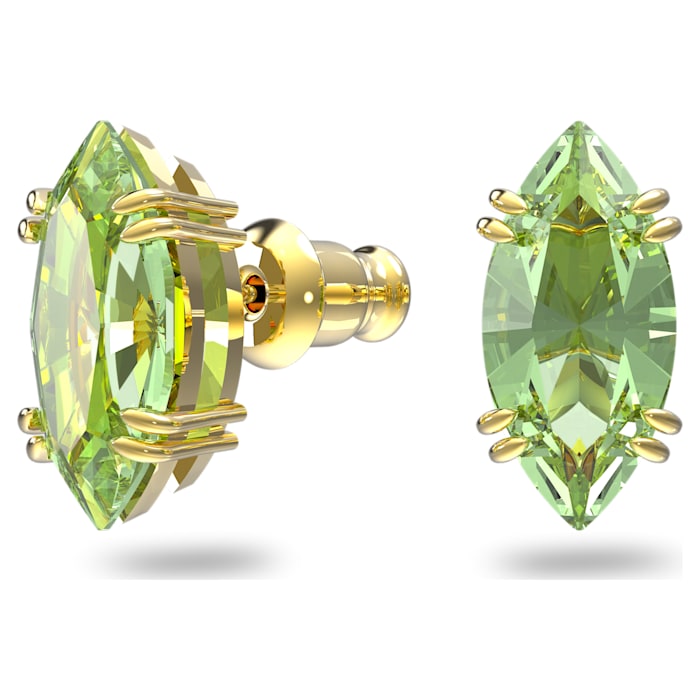 Swarovski Gema stud earrings, Green, Gold-tone plated