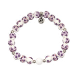 Floral Moments Bracelet- Purple Painted Porcelain Beads