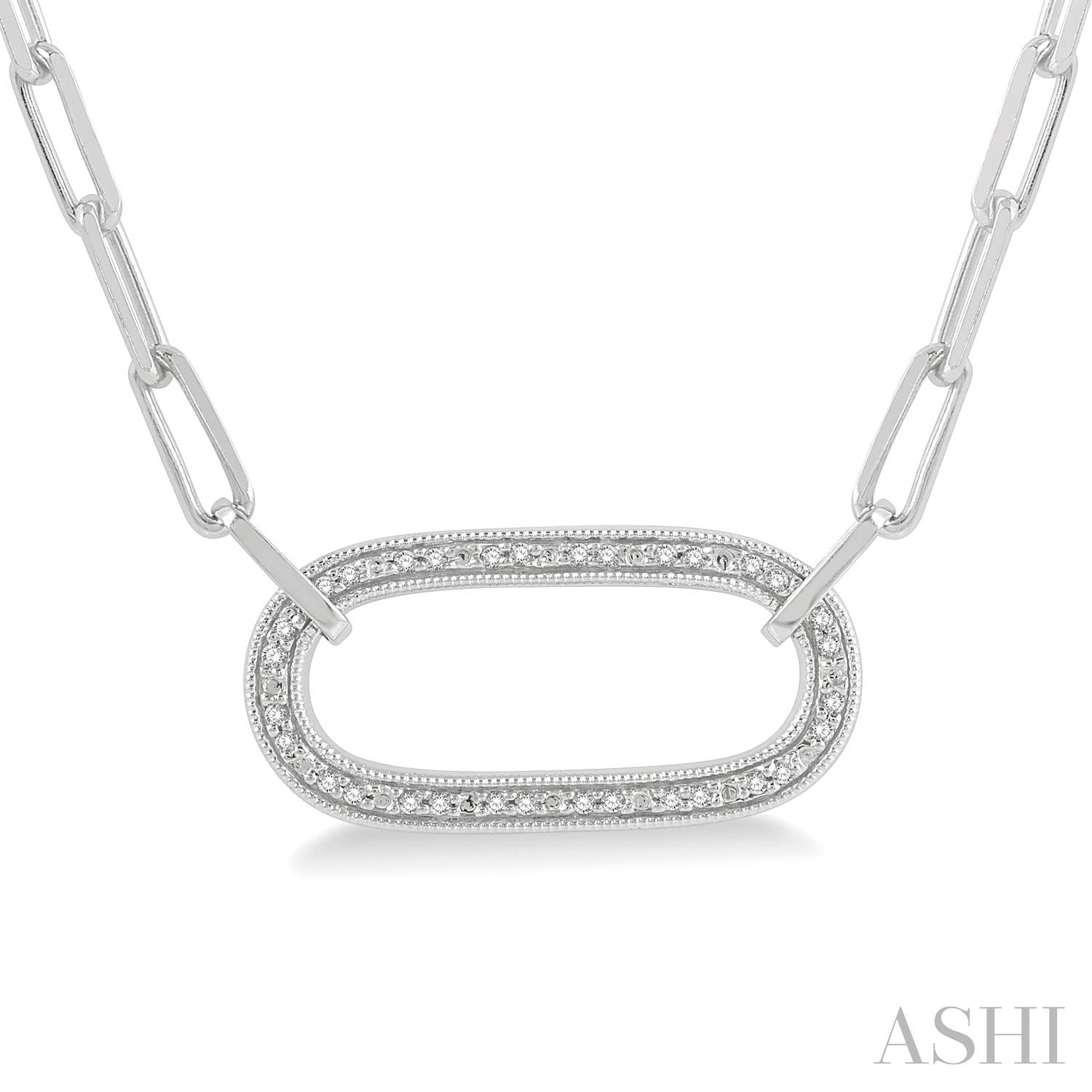 Silver Round Diamond Paper Clip Fashion Necklace