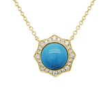 Turquoise & Diamond Sun Necklace