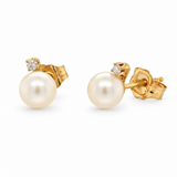 Pearl & Diamond Stud Earrings