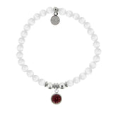 HELP Collection: Birthstone Collection - January Garnet Crystal Charm with White Cats Eye Charity Bracelet