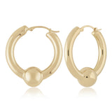 Gold Vermeil Large Tube Hoops with Ball Accent