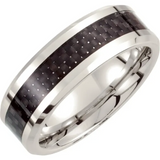 Cobalt 8mm Beveled Edge Carbon-Fiber Inlay Band, Sz10.5