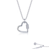 SS .65ctw Simulated Diamond Open Heart Necklace with Platinum Bonding