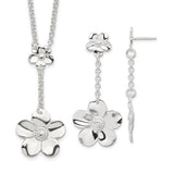 Silver Flower Necklace & Earrings Set