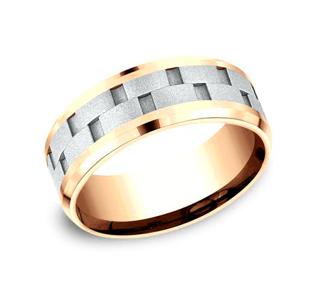 Two-Tone Brick Design Men's Ring