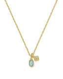 Kendra Scott Mini Elisa and Dira Gold Necklace in Blue Lab-Grown Opal