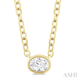 Petite Oval Diamond Bezel Solitaire Necklace
