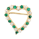 Diamond & Emerald Heart Pin