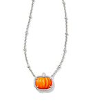 Kendra Scott Pumpkin Silver Short Pendant Necklace in Orange Mother-of-Pearl