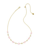 Kendra Scott Haisley Heart Gold Strand Necklace in Pink Pearlescent Enamel