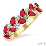 Ruby & Diamond Leafy Ring