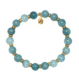 Gold Empowered Elegance Collection- Mountain Blue Jade Gemstone Bracelet