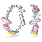 Swarovski Gema hoop earrings, Mixed cuts, Multicolored, Rhodium plated