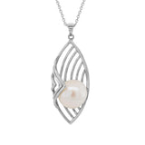 Silver Open Design Pendant with Pearl Accent