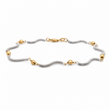 Two-Tone Disco Bead & Spring S Link Bracelet, 7"