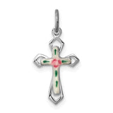 Silver Enameled Cross Charm/Pendant