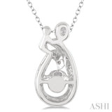 1/20 Ctw Round Cut Diamond Emotion Mom & Child Pendant in Sterling Silver with Chain