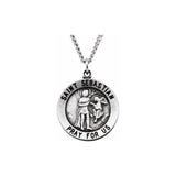 Sterling Silver 18 mm Round St. Sebastian 18