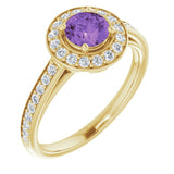 14K Yellow Natural Amethyst & 1/3 CTW Natural Diamond Ring