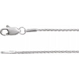 Rhodium-Plated Sterling Silver 1 mm Wheat 18