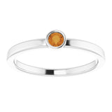 14K White 3 mm Natural Citrine Ring