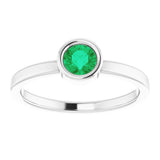 Rhodium-Plated Sterling Silver 4.5 mm Lab-Grown Emerald Ring