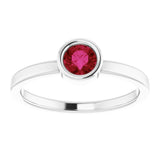 Rhodium-Plated Sterling Silver 4.5 mm Lab-Grown Ruby Ring