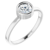 14K White 5.5 mm Natural White Sapphire Ring