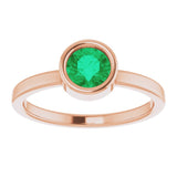 14K Rose 5.5 mm Lab-Grown Emerald Ring