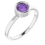 Rhodium-Plated Sterling Silver 5.5 mm Natural Amethyst Ring