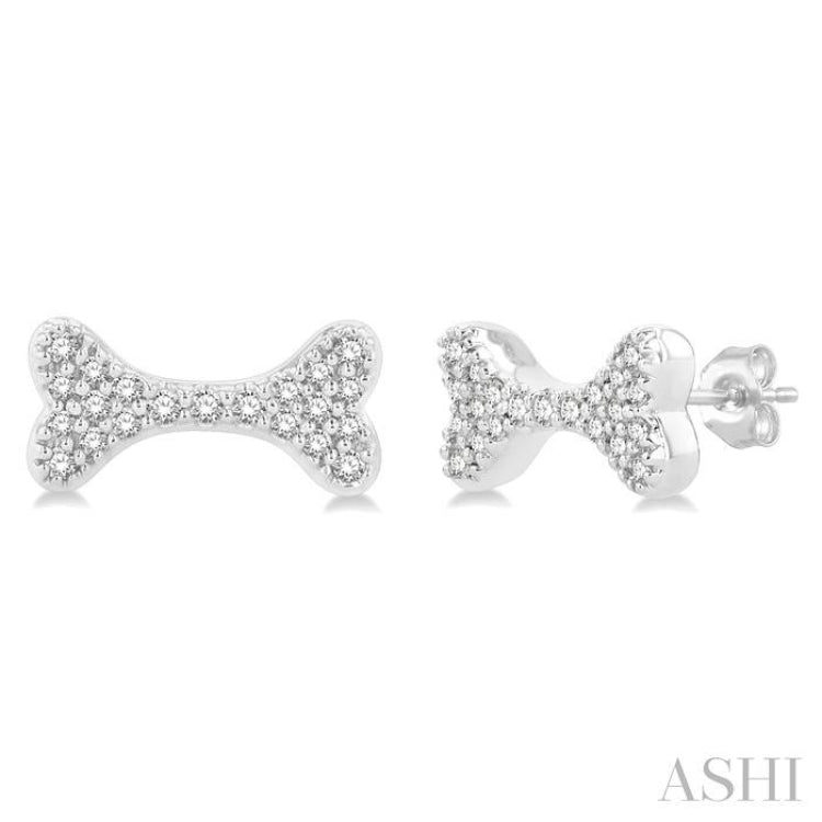 Dog Bone Petite Diamond Fashion Earrings