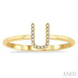 'U' Initial Diamond Ring