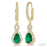 Pear Shape Gemstone & Halo Diamond Earrings