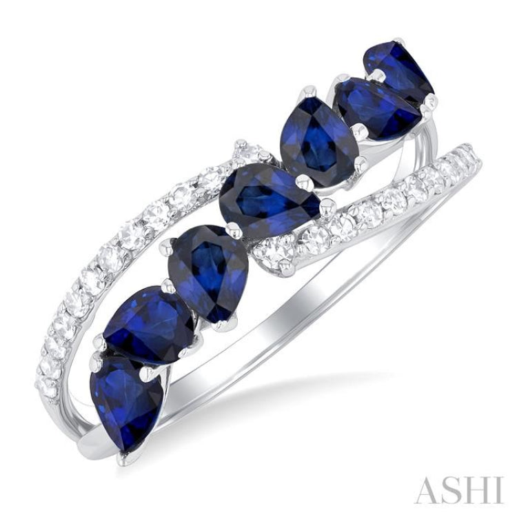 Pear Shape Gemstone & Diamond Fashion Ring