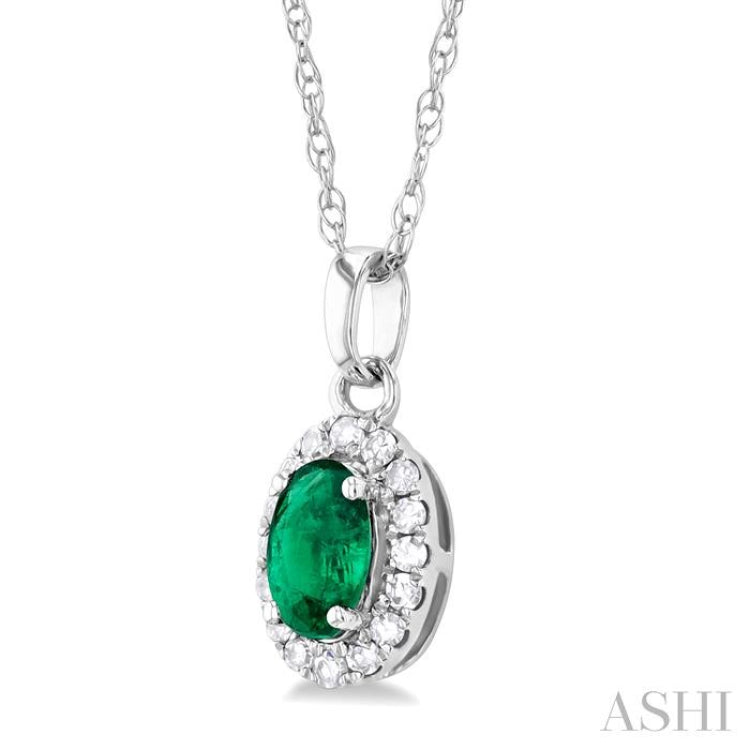 Oval Shape Gemstone & Halo Diamond Pendant