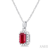 Gemstone & Halo Diamond Pendant