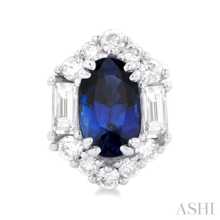 Oval Shape Gemstone & Halo Diamond Earrings