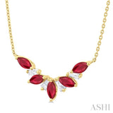 Marquise Shape Gemstone & Diamond Necklace