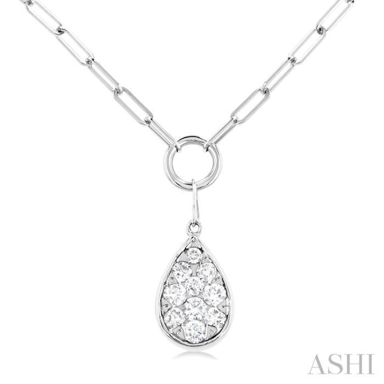 Pear Shape Paper Clip Lovebright Diamond Necklace - 999PQCLADFGNKWG-PR ...