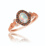 Le Vian Chocolatier® Ring featuring 3/8 cts. Neopolitan Opal?, 1/6 cts. Chocolate Diamonds®, 1/20 cts. Vanilla Diamonds® set in 14K Strawberry Gold®